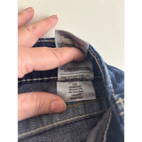 Ariat Fire Resistant Midrise Dark Blue Wash Bootcut Work Jeans Size 28 Short - Picture 7 of 15